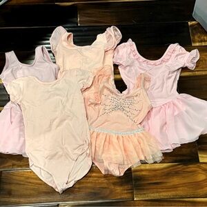 10 Piece Ballet Bundle: pink & black leotards, tap and ballet shoes